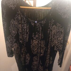 Lucky Brand Black and Cream Top